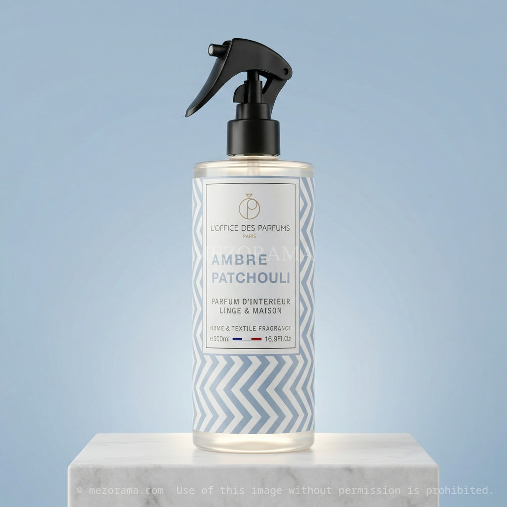 Atmosphère chaleureuse et boisée, L'Office des Parfums, Ambre Patchouli, Spray d'intérieur, 500ml