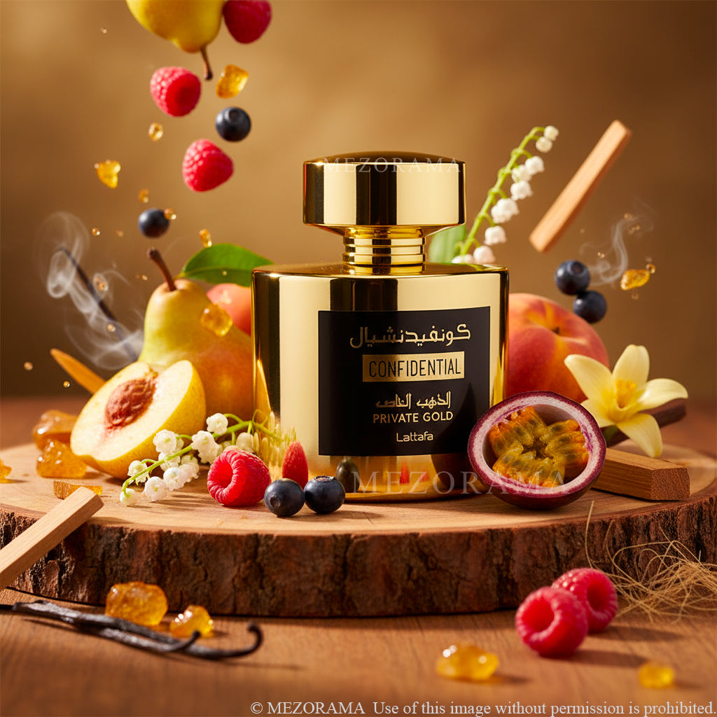 Perfume Frutal Exótico, Confidential Private Gold, Unisex, Eau de Parfum, 100 ml